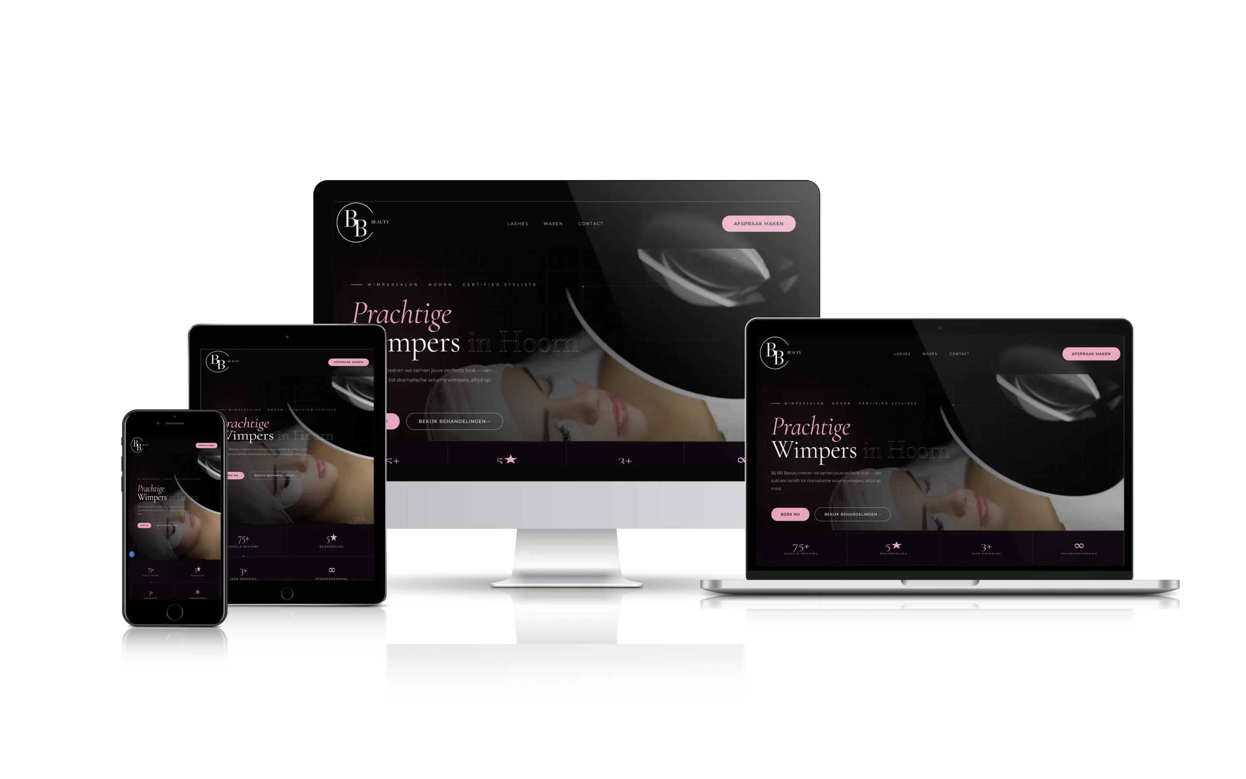 BB Beauty website op desktop, tablet en mobiel