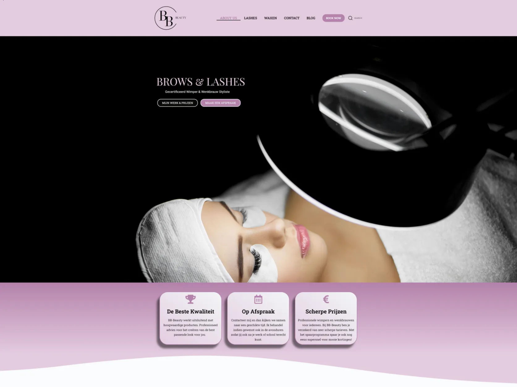 Oude BB Beauty website uit 2024